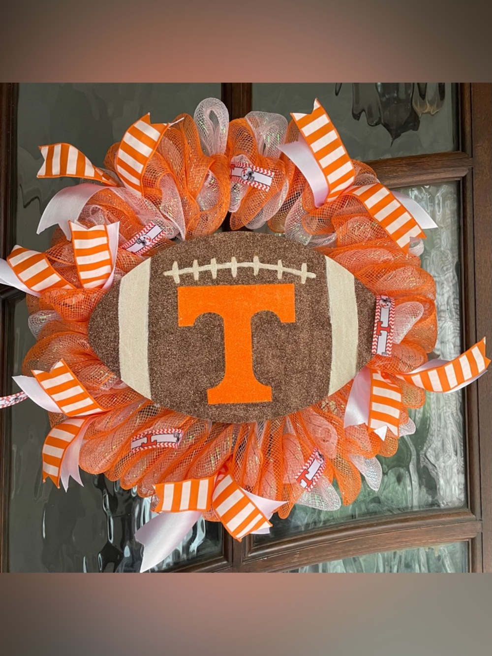 Orange Football Door Wreath Tennessee logo